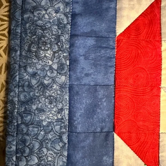 NEW Gorgeous Handmade Mini Quilt Sailboats & Stars Red White Blue Patriotic OOAK